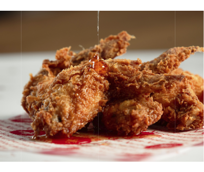 Crispy fried chicken wings and tenders served at Chooks Fried Chicken, Edinburgh